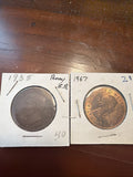 Lot of 2 British Pennys From King George VI to Queen Elizabeth