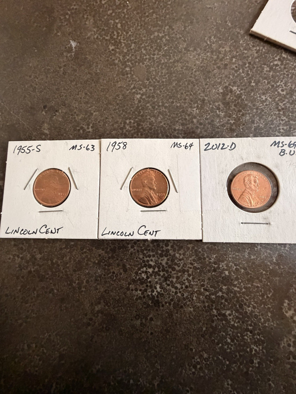 2 Wheat Cents With A 2012-D Cent All In Bu Condition