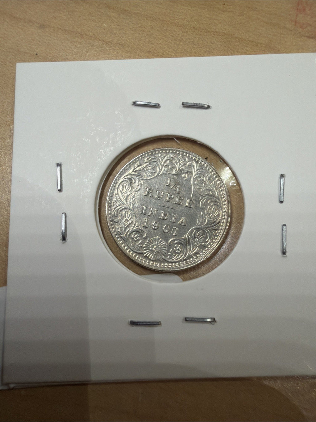 1901 British India Silver 1/4 Rupee Coin KM-490