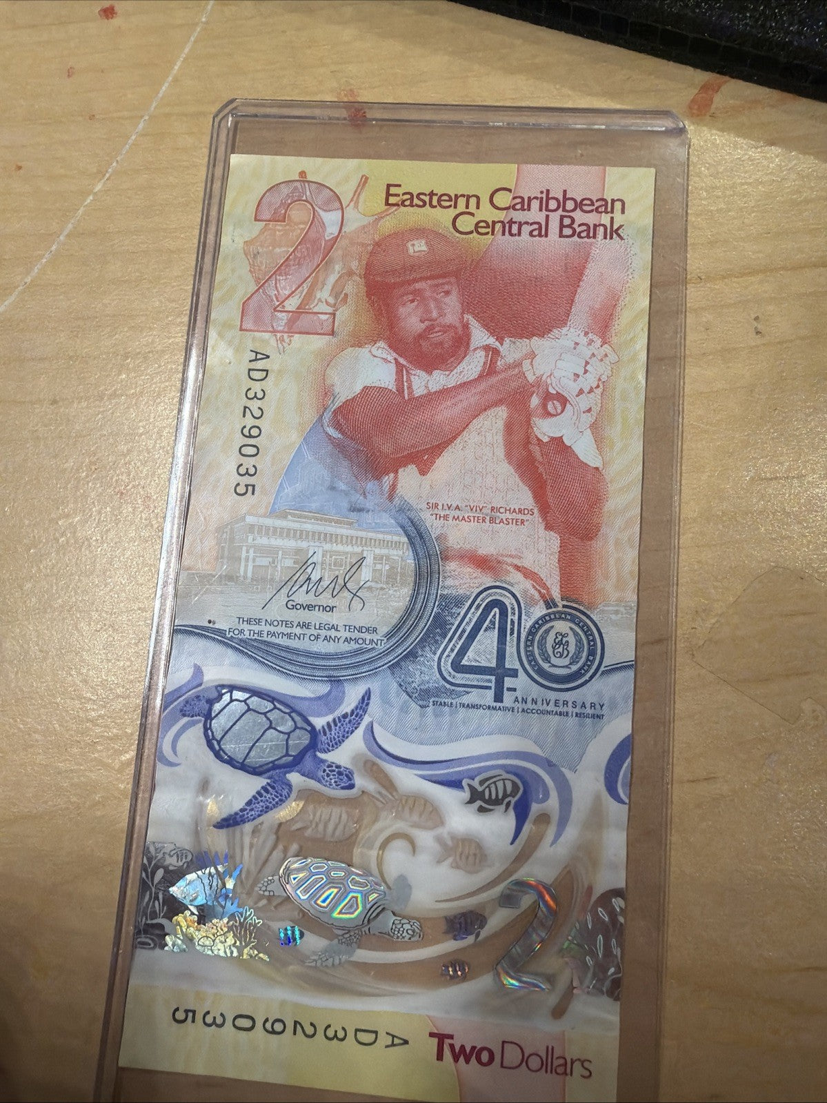 2024 Eastern Caribbean 2 Dollar Bill 40th Anniversary