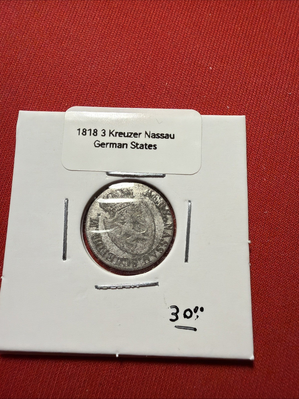 1818 3 Kreuzer Nassau German States.