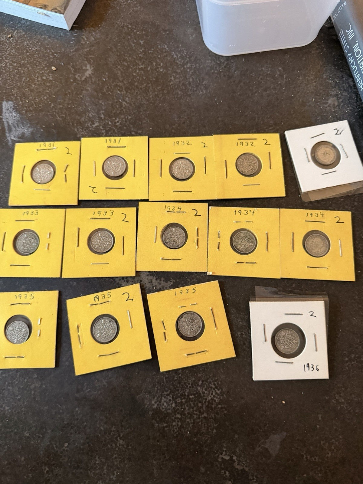 Lot of 3 Pence 14 Coins King George V Silver Coins Great Britain