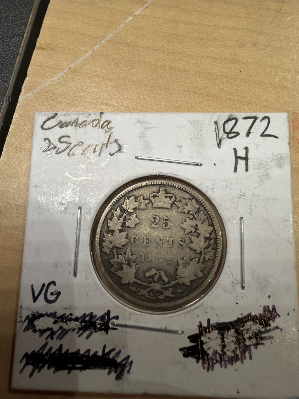 1872-H Canada 25 Cents Silver Quarter Victoria, Canada