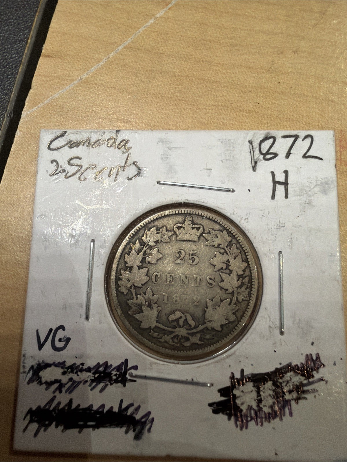 1872-H Canada 25 Cents Silver Quarter Victoria, Canada