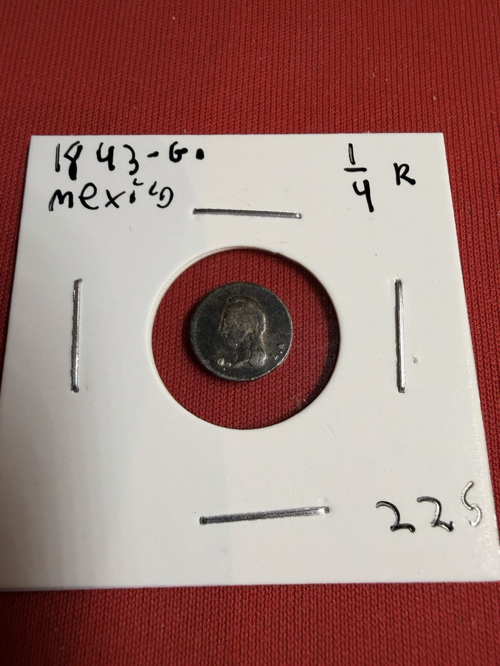 1843 Mexico 1/4 Reals Silver Guanajuato Mint Beautiful Orginal