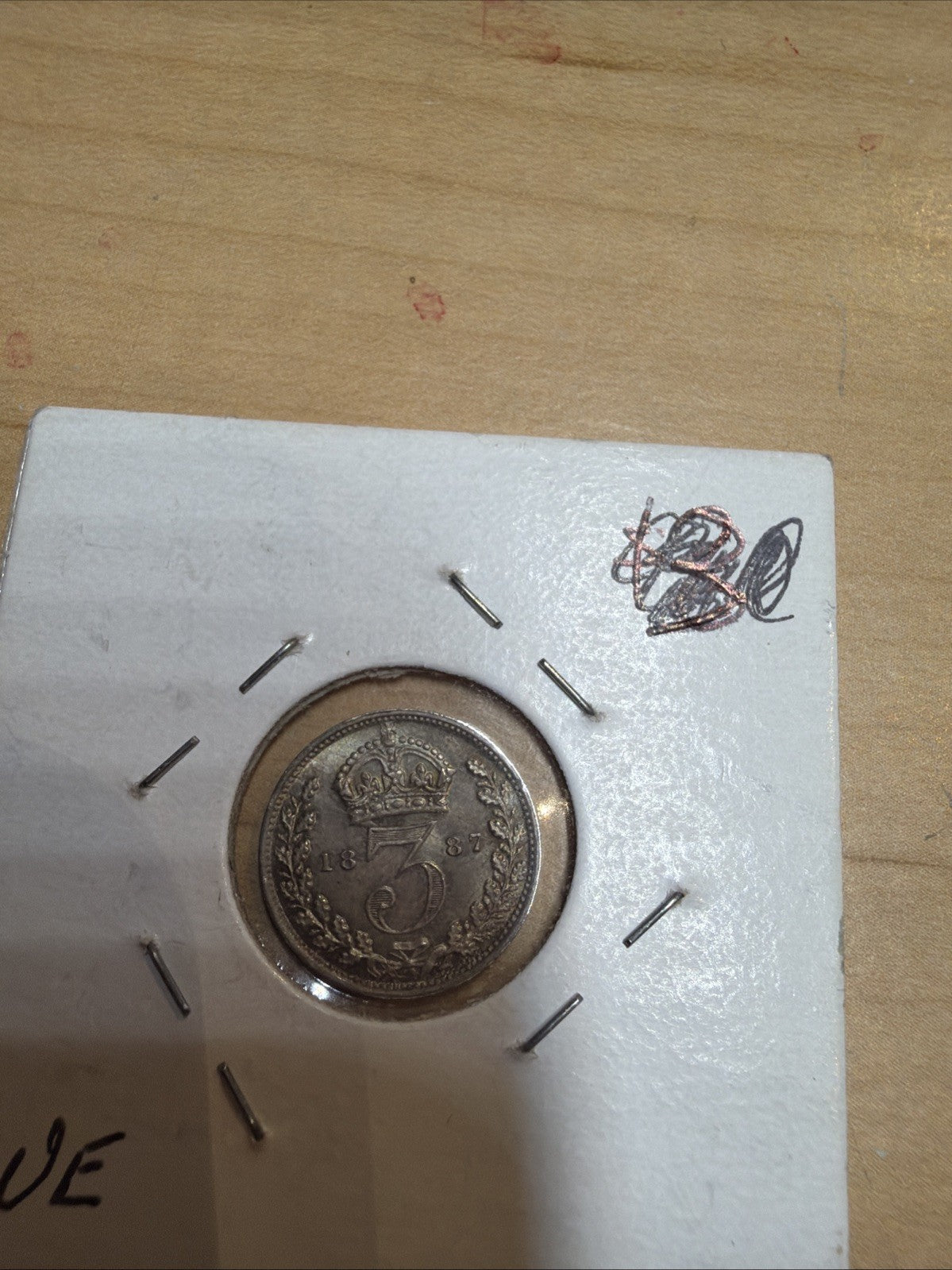 1887 Great Britain Queen Victoria 3 Pence Silver Coin