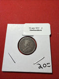 Newfoundland Silver 10 Cents Coin, George V, 1917-C, KM-14