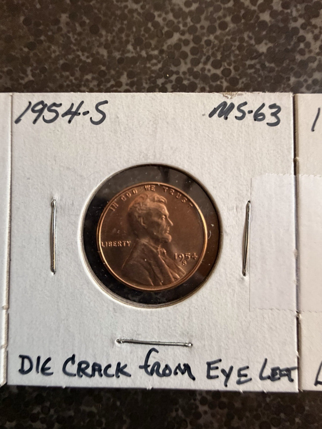 Group of 3 BU Wheat Cents 1947D-1958 1954-S Die Crack