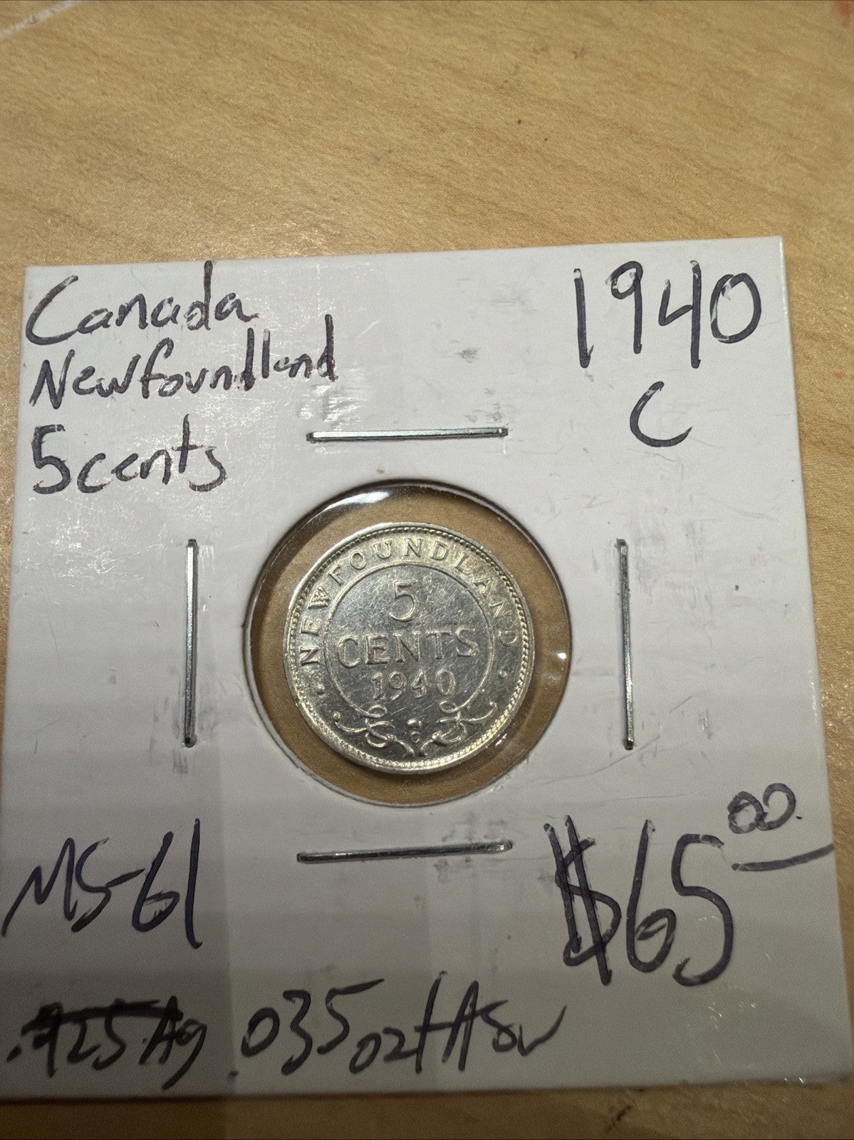 1940 C Newfoundland 5 Cents Coin Canada