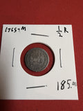 1765-M Half Reale Silver Spain Mexico Mint Spanish Colonial Coin