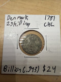 Denmark 1781 2 Skilling Silver Coin