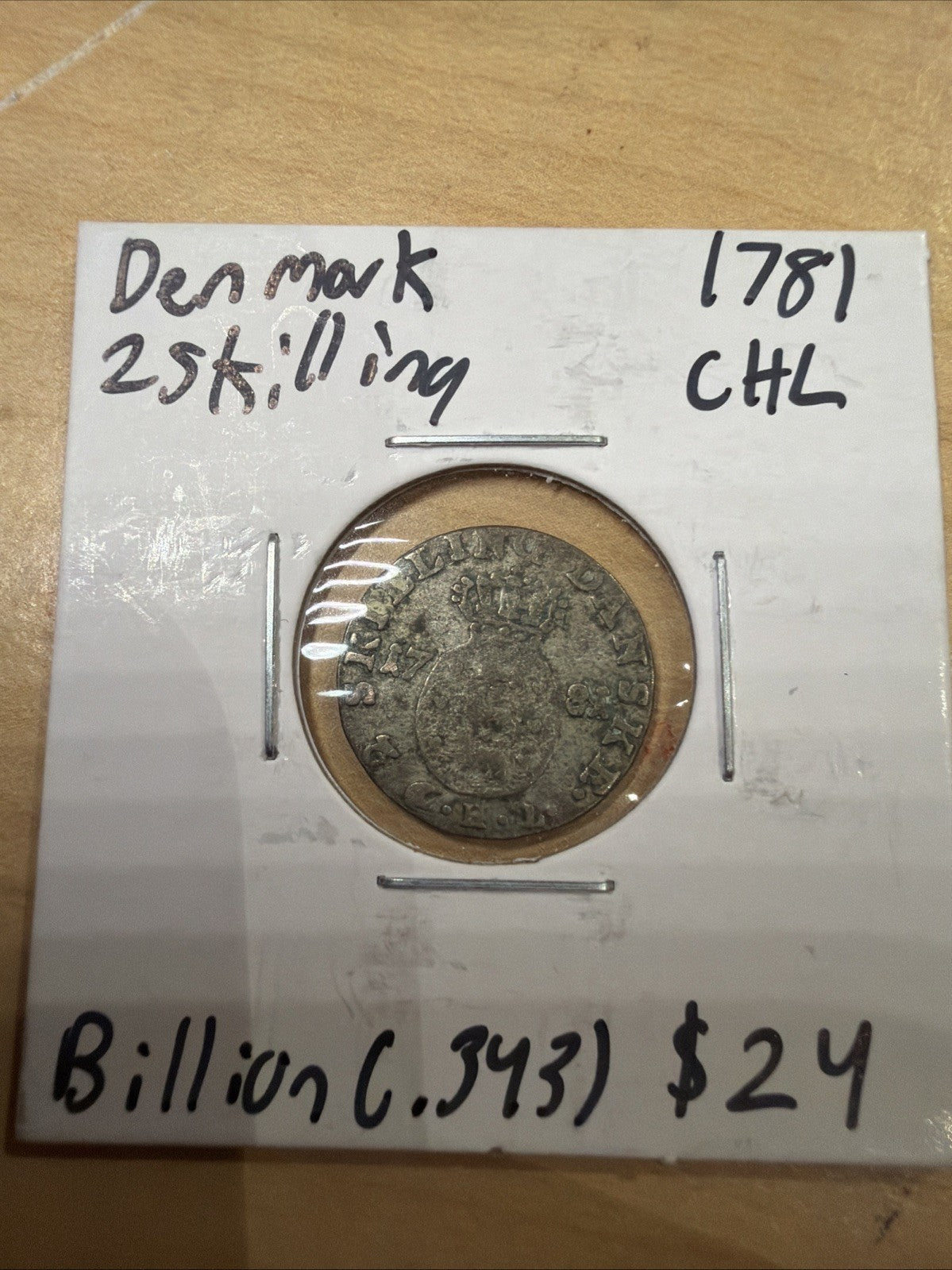 Denmark 1781 2 Skilling Silver Coin