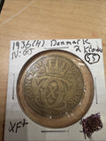 1936 Denmark 2 Kroner Coin