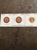 Group of 3 BU Wheat Cents 1947D-1958 1954-S Die Crack