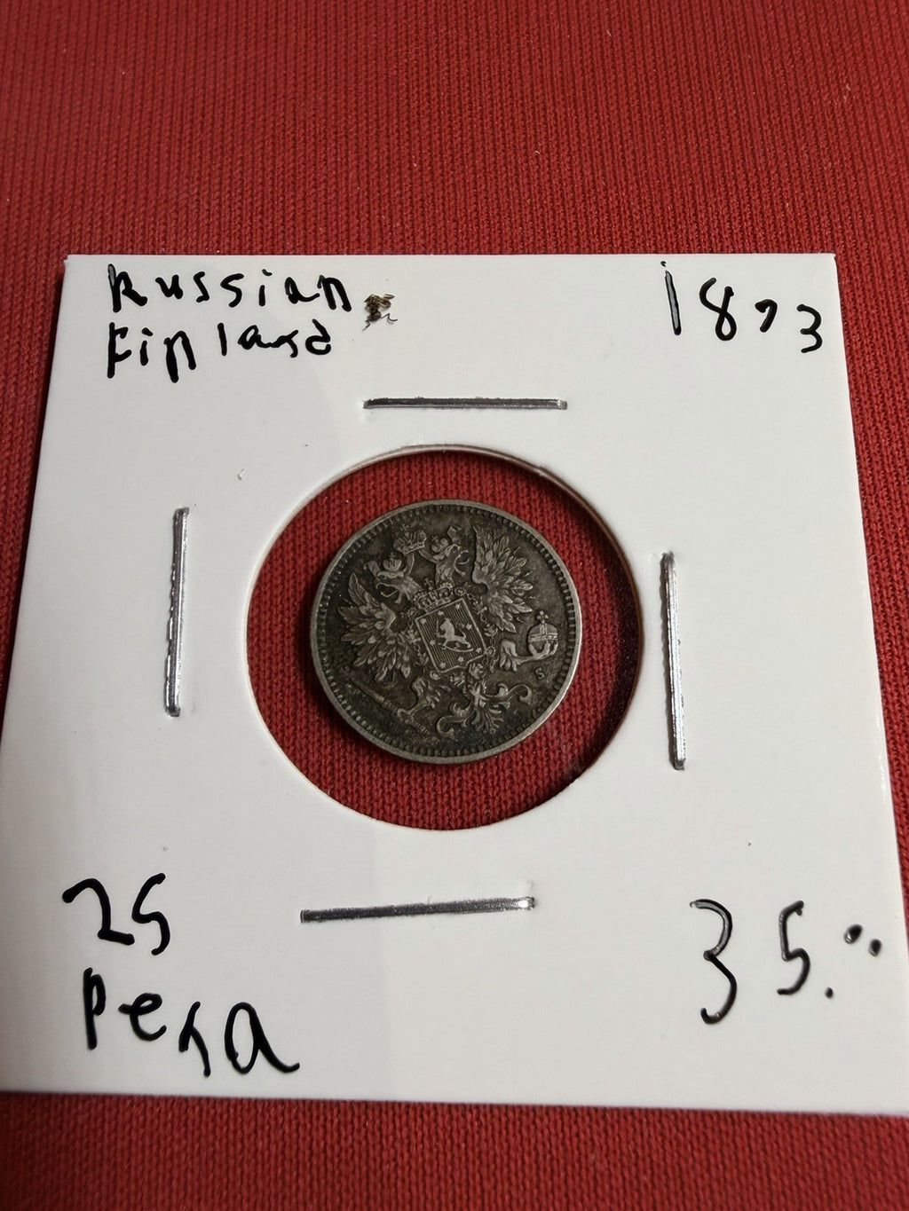 Russian Finland 25 Pennia 1873 Silver Coin