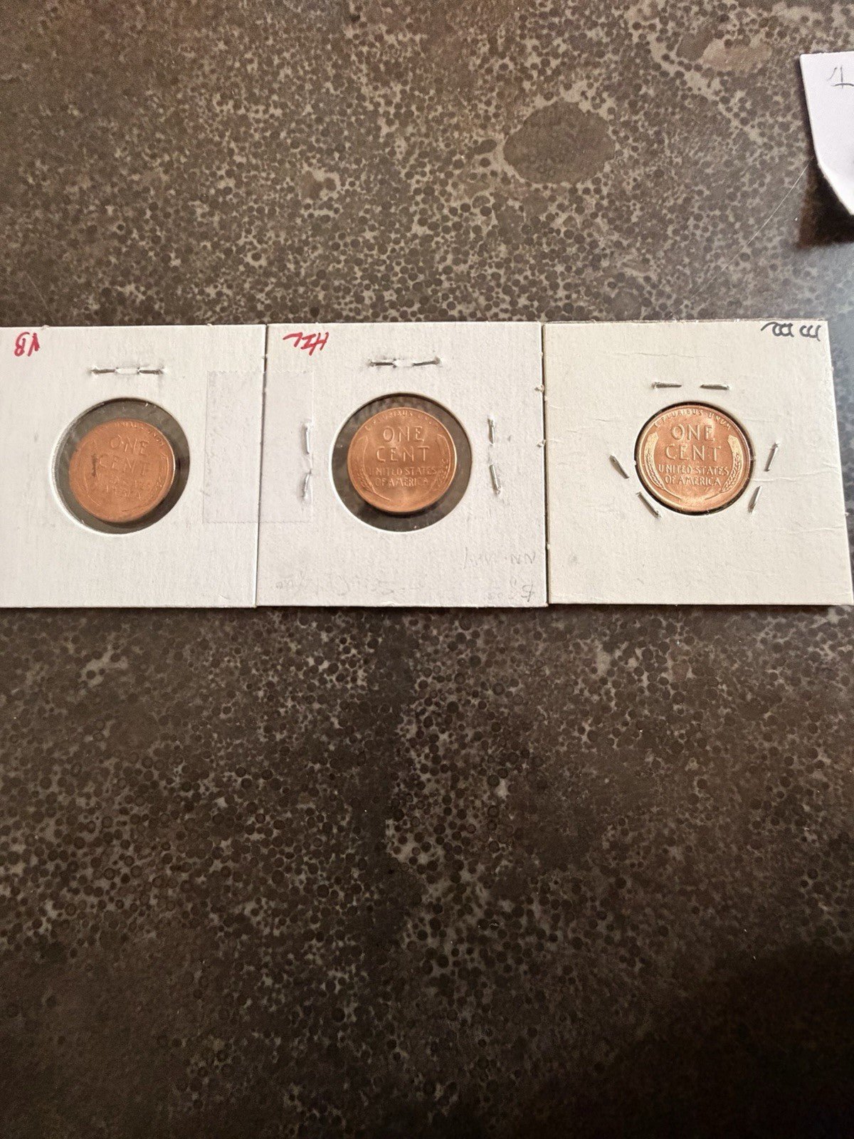 Group of 3 BU Wheat Cents 1947D-1958 1954-S Die Crack