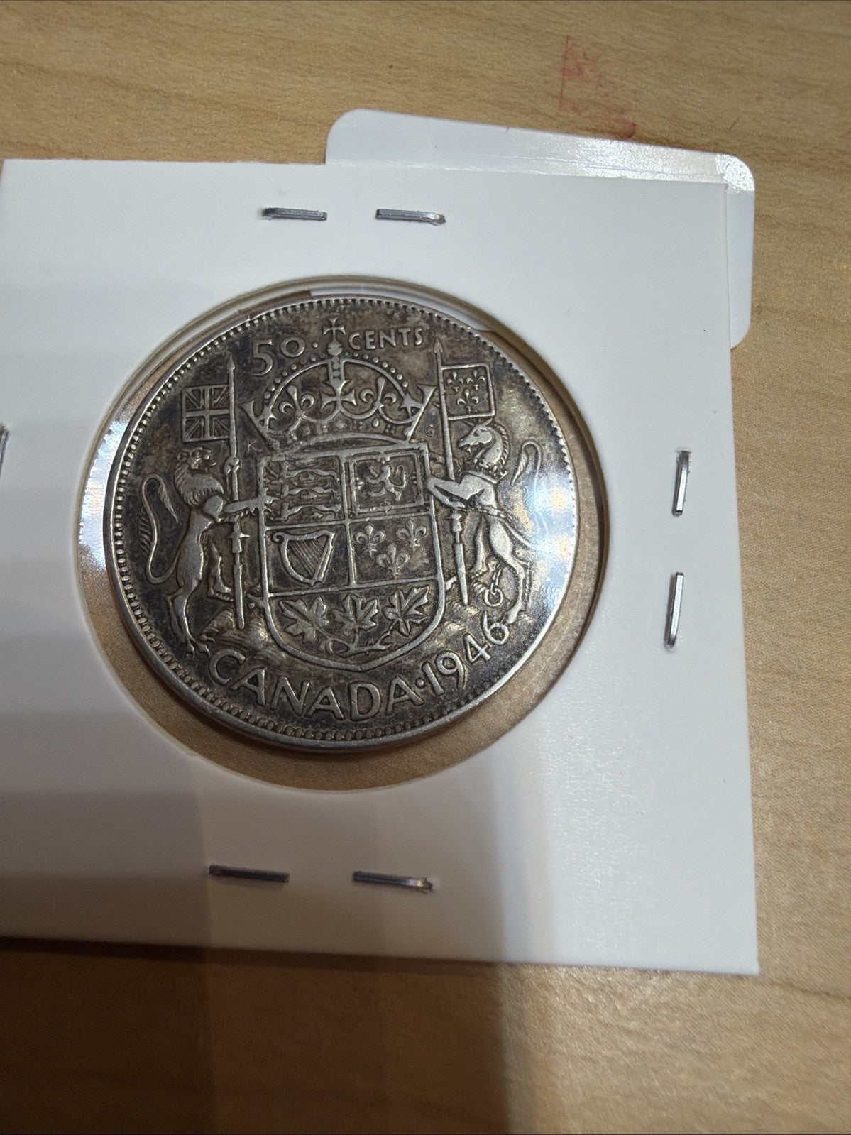 1946 Canada 50 Cents Half Dollar Silver Coin, King George VI Era