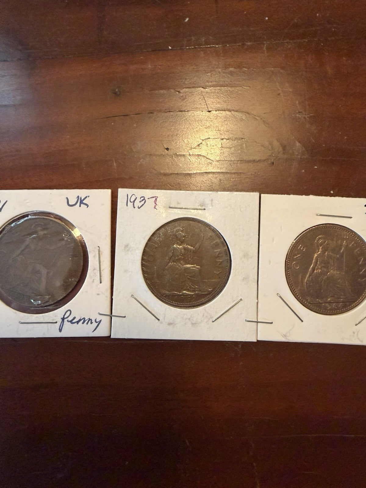 Lot of 3 British Pennys Monarch Set of 3 Coins King George V