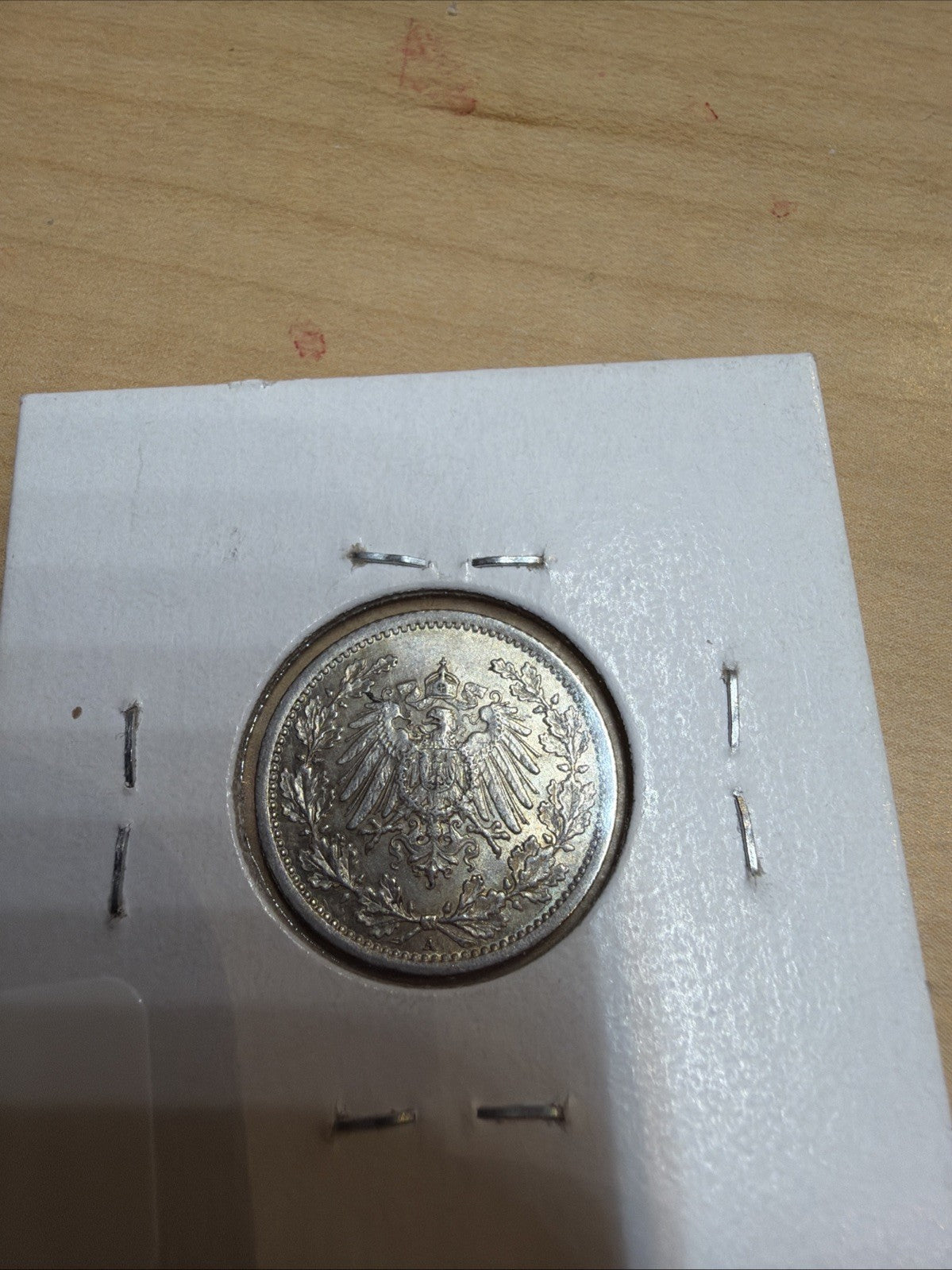 German Empire 1/2 Mark Coin 1916-A, KM# 17, Silver .900