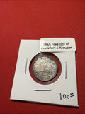 1845 Free City of Frankfurt 6 Kreuzer German States Silver Coin