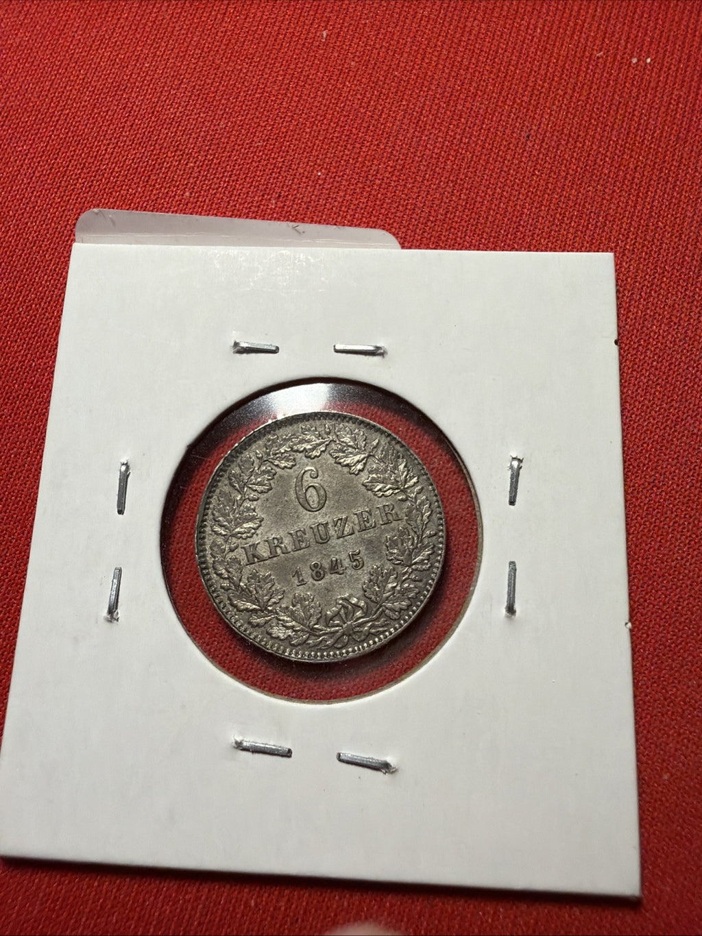 1845 Free City of Frankfurt 6 Kreuzer German States Silver Coin