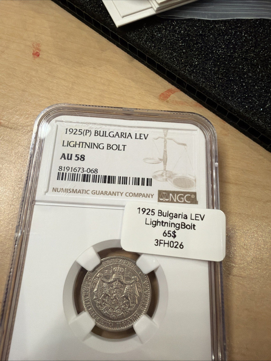 1925 P Bulgaria Lev Lightning Bolt AU 58 NGC