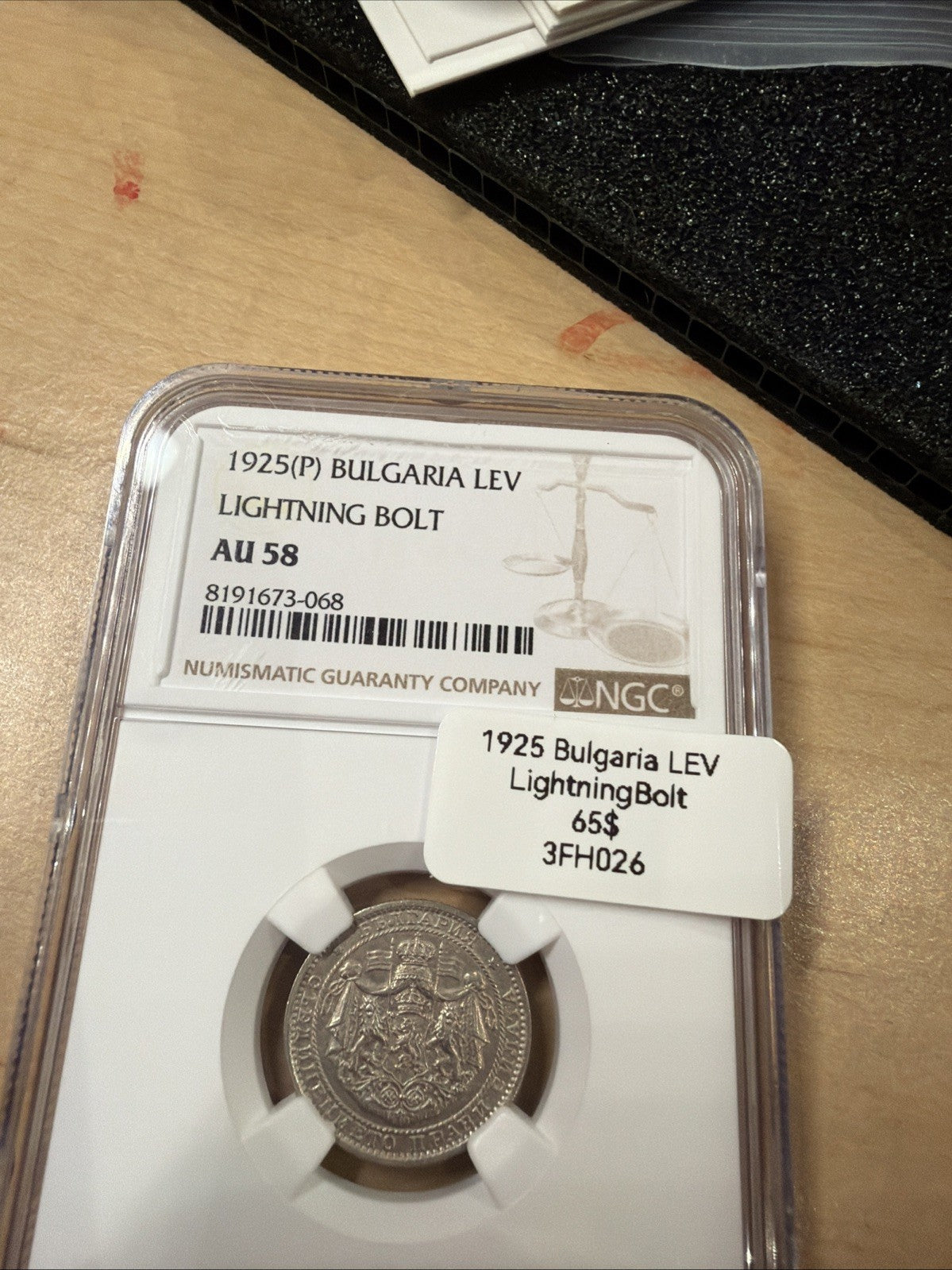 1925 P Bulgaria Lev Lightning Bolt AU 58 NGC