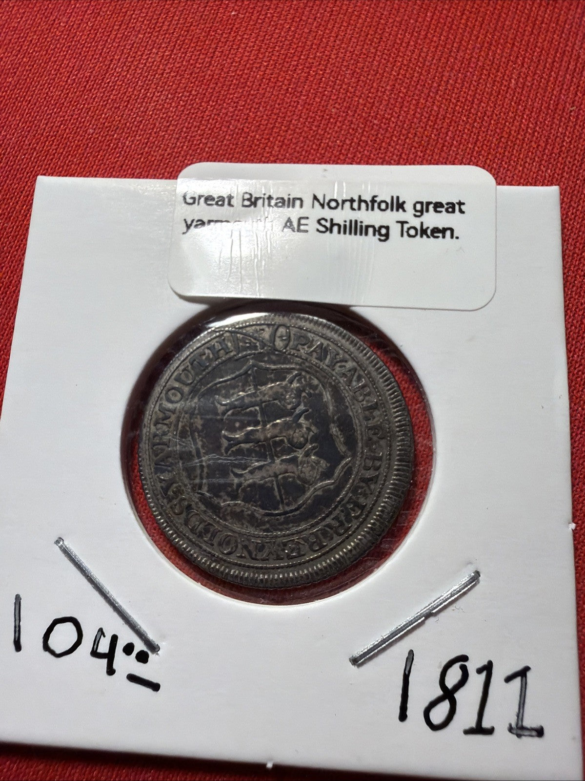 Great Britain Northfolk Great Yarmouth AE Shilling Token.