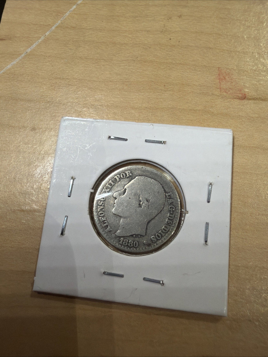 1880 Spain 50 Centimos Coin, Alfonso XII, Silver