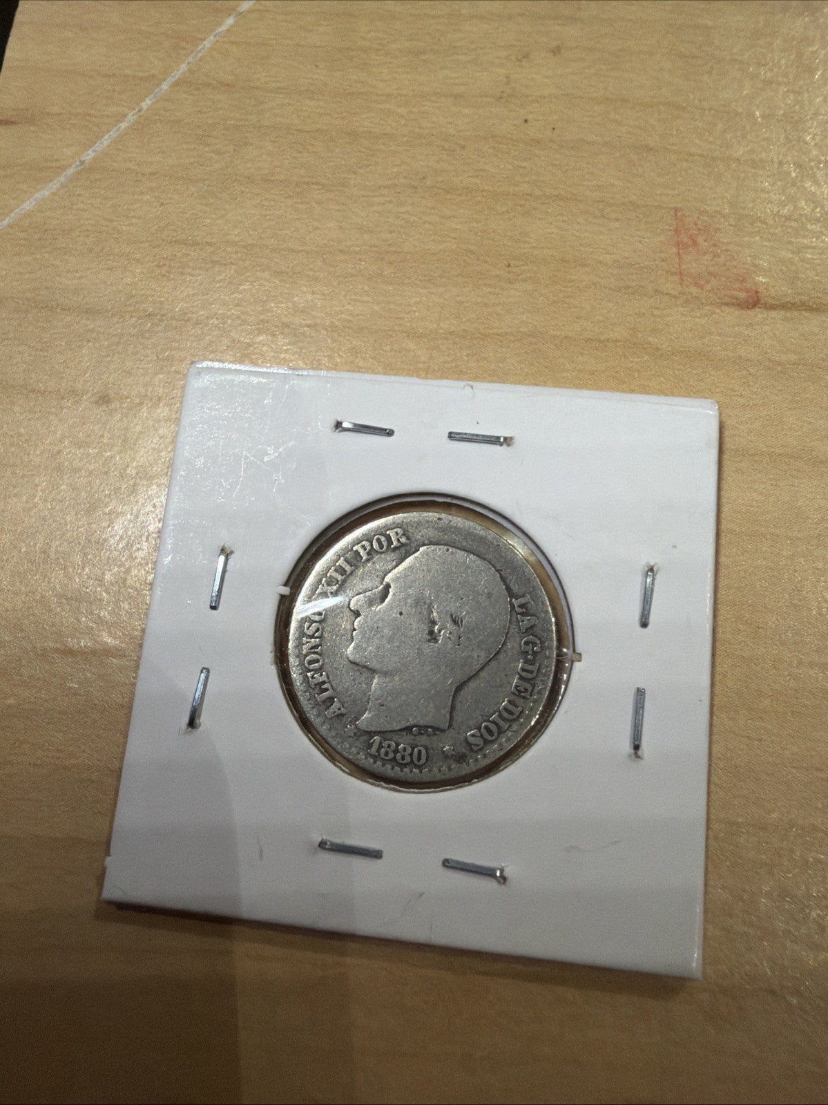 1880 Spain 50 Centimos Coin, Alfonso XII, Silver