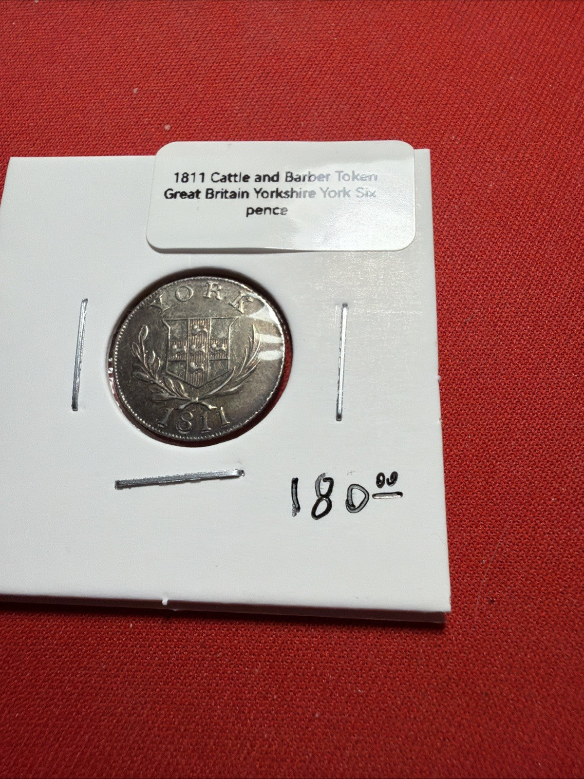 1811 Cattle And Barber Token Great Britain YorkshireYork Six Pence Token UNC