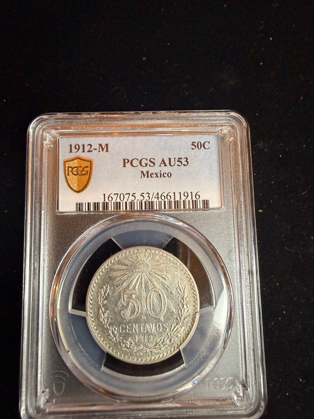 1912 Mexico-M 50 Centavos AU-53 HCSNUMISMATICS