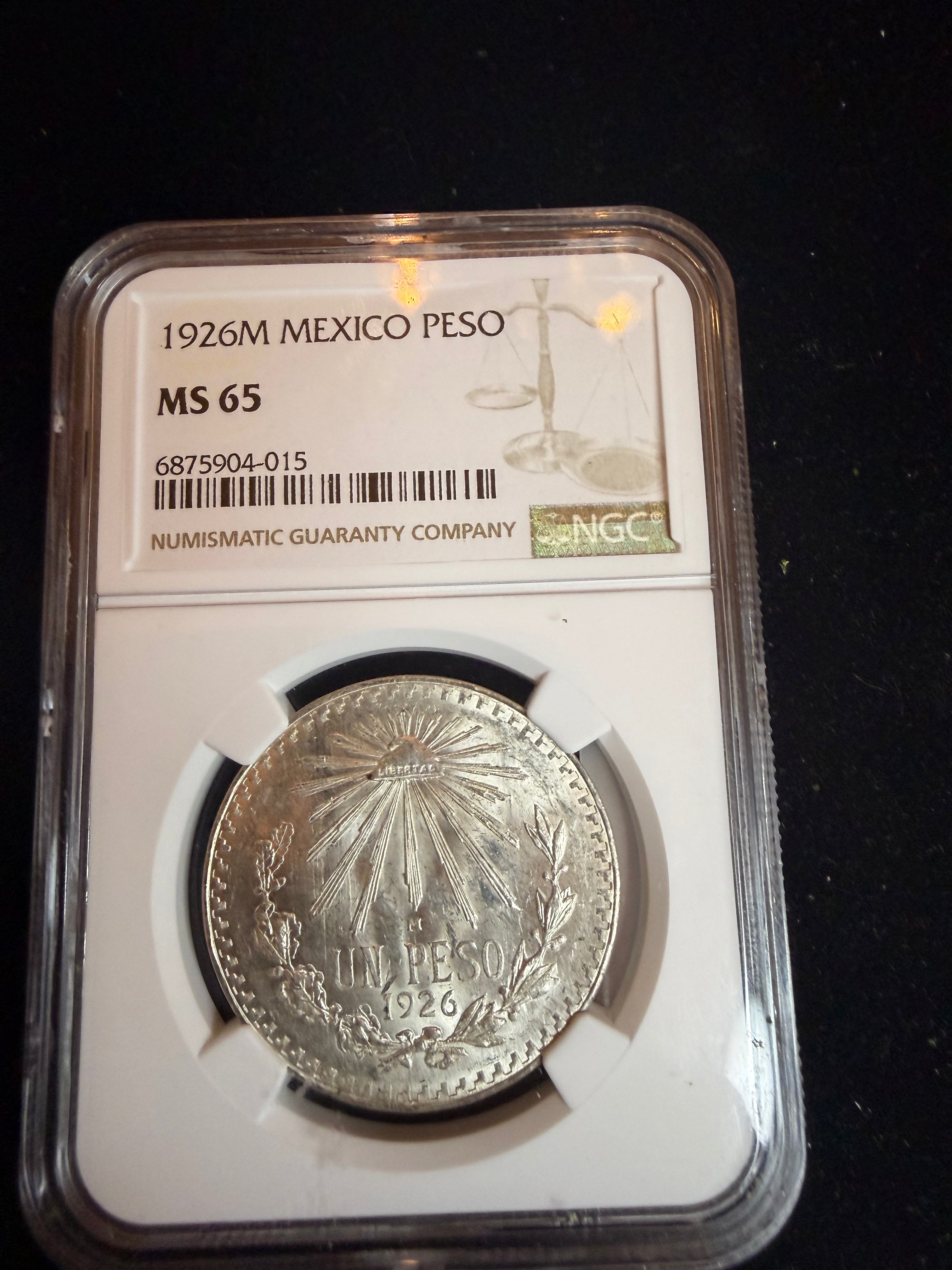 1926M Mexico Peso MS 65 NGC