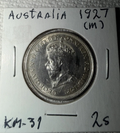 1927 Australia 1 Florin Silver Coin - King George V - Parliament House KM#31