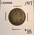 Canada 1917 25 Cents Silver Coin .925 Fine