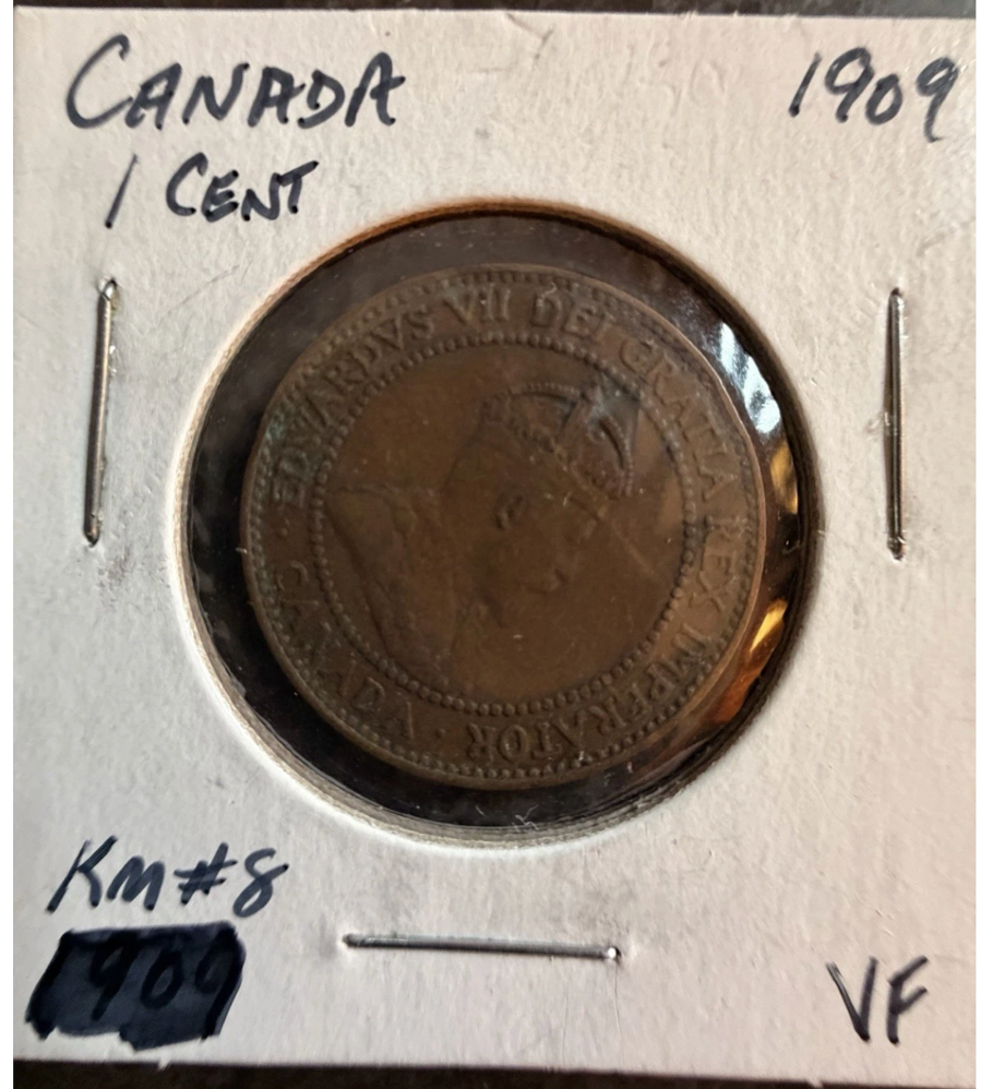 1909 Large One Cent Canadian Coin King Edward VII Copper