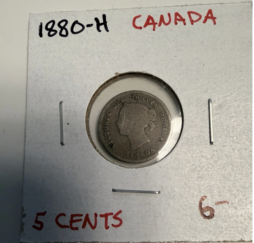 Canadian 5 Cent Pieces. Lot Of 4 1880-H 1881-H 1885 1893. All In VG-VF.