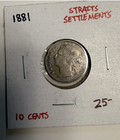 🇬🇧 Straits Settlements 10 cents 1881  KM-11  011225-2