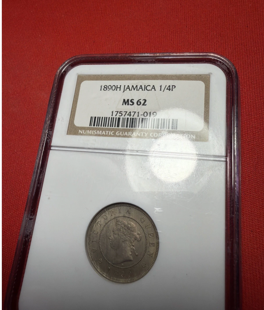 Jamaica Victoria 1890H 1/4 Penny Farthing MS62 NGC