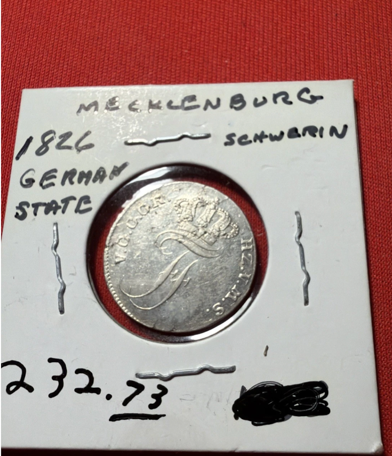 MECKLENBURG-SCHWERIN - FRIEDRICH FRANZ I SILVER 4 SCHILLING, 1826
