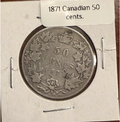 1871 Canadian 50 Cent Piece Canada Half Dollar Silver Coin