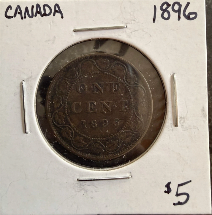 1896 Canada Large Cent Circulated Brown Queen Victoria Canadian Penny