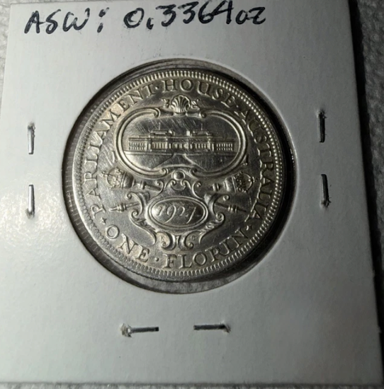 1927 Australia 1 Florin Silver Coin - King George V - Parliament House KM#31