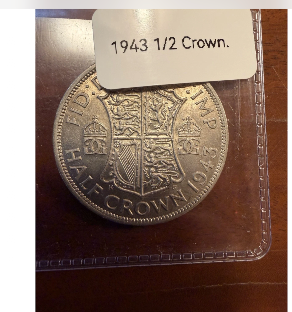 1943 half crown from the United Kingdom.