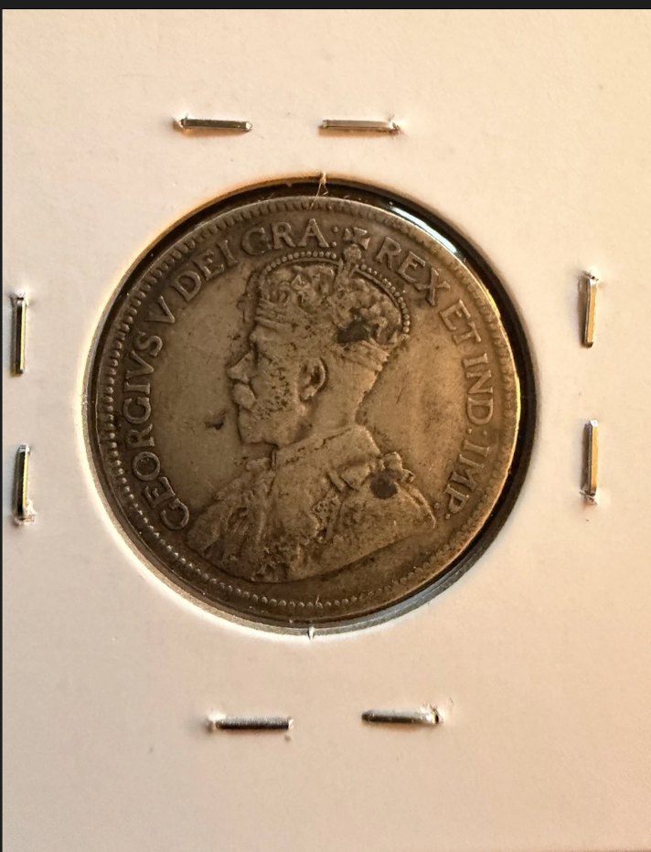 Canada 1917 25 Cents Silver Coin .925 Fine