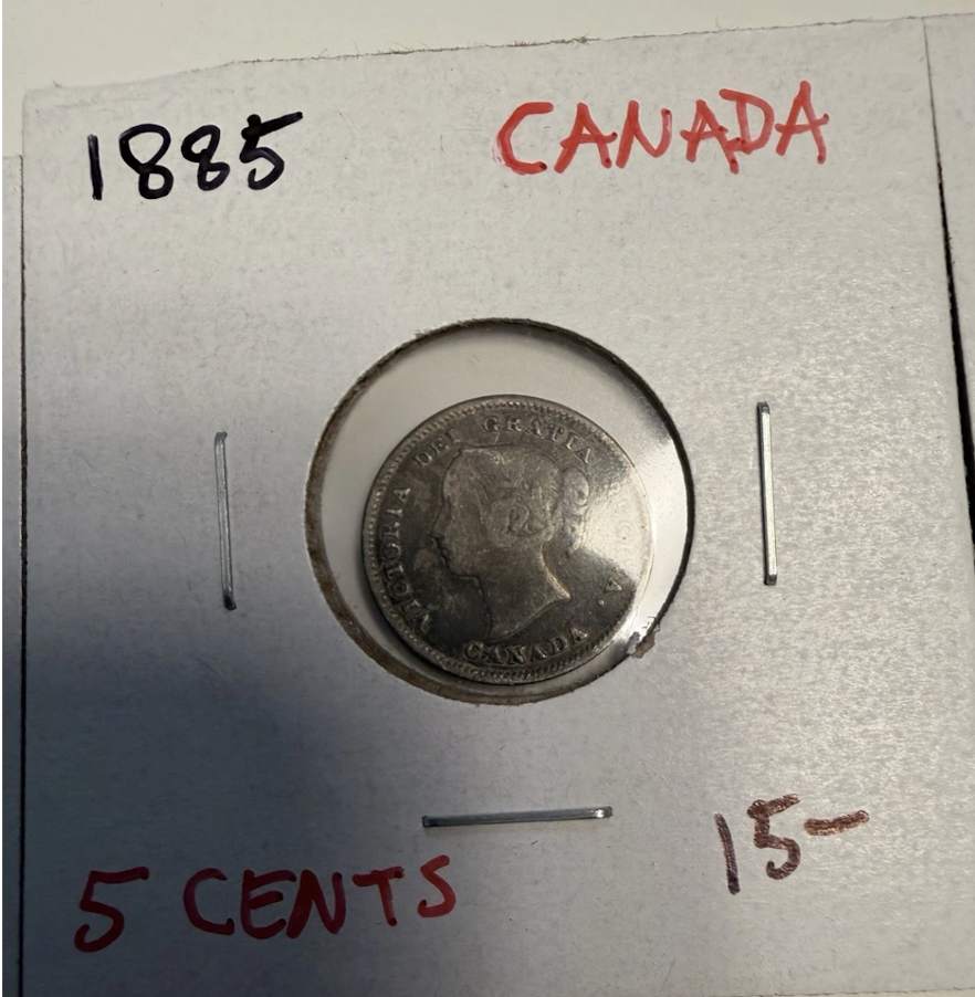 Canadian 5 Cent Pieces. Lot Of 4 1880-H 1881-H 1885 1893. All In VG-VF.