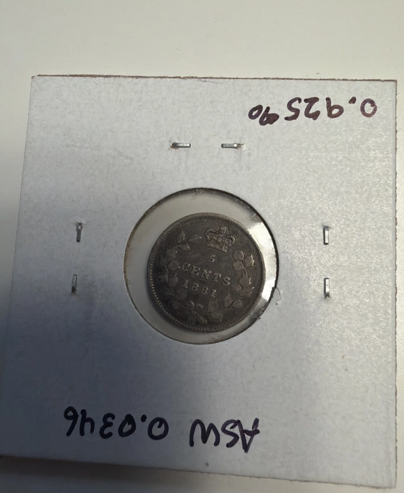 1881 H Canada 5 Cents