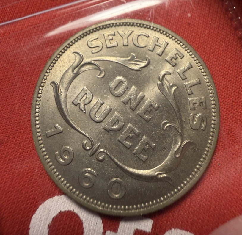 1960 British Seychelles rupee, Elizabeth II,  mint: 60,000, UNC, KM-13 (SE6)