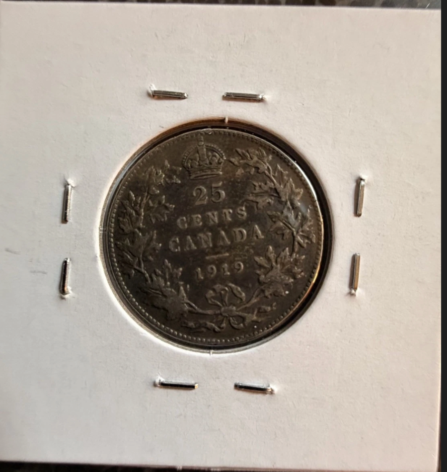 1919 Canada 25 Cents George Canadian .925 Sterling Silver Coin